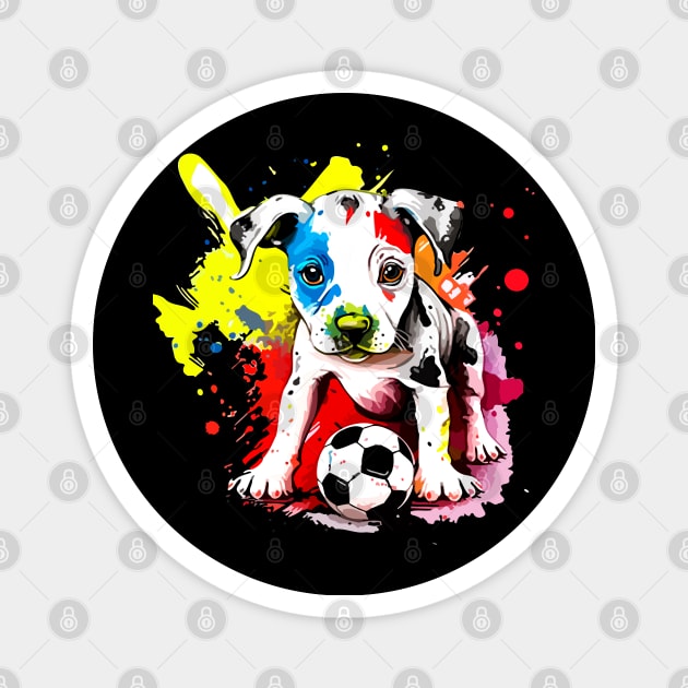 Soccer Puppy - Soccer Futball Football - Graphiti Art Graphic Paint Magnet by MaystarUniverse